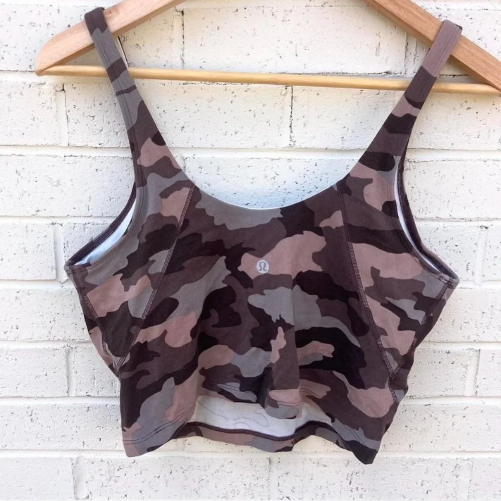 Lululemon align pink & grey camo print lined sports bra Size: 8/10 - Picture 2 of 3